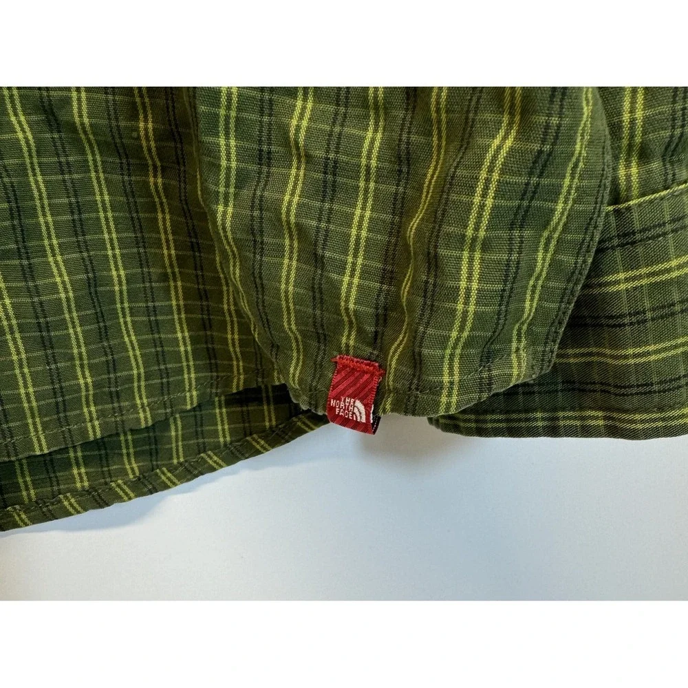 Mens The North Face‎ Long Sleeve Green Plaid Button Up Outdoor Shirt Size XL